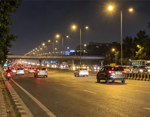 Airport Road, Bangalore, at night