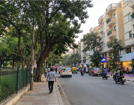 JP Nagar main road with apartment blocks