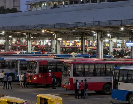 Majestic bus station in the evening